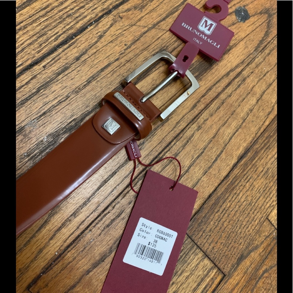 NWT Bruno Magli Belt 38 Cognac Brown